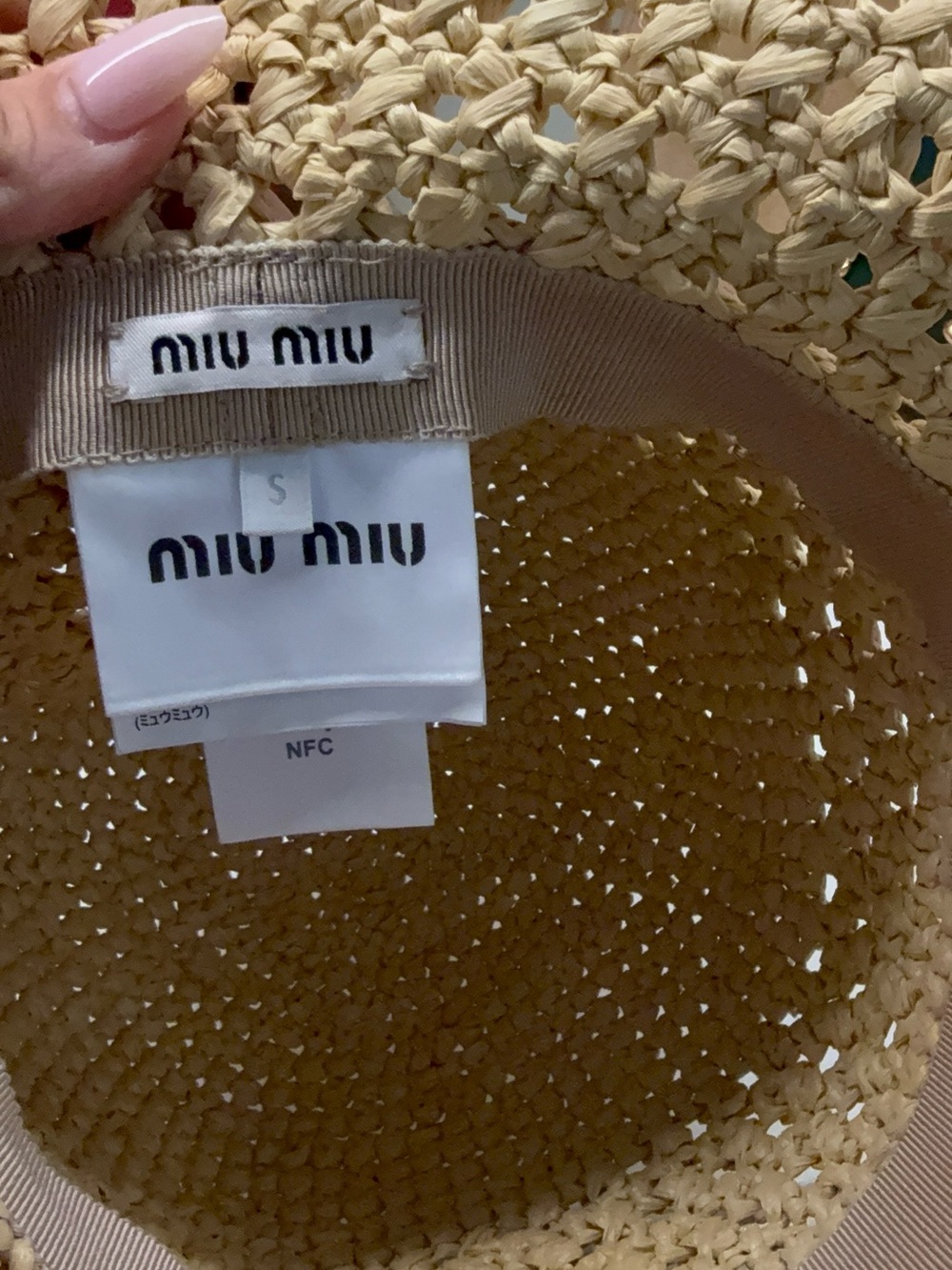 Miu Miu Tan Woven Fabric Bucket Hat - Picture 4 of 5